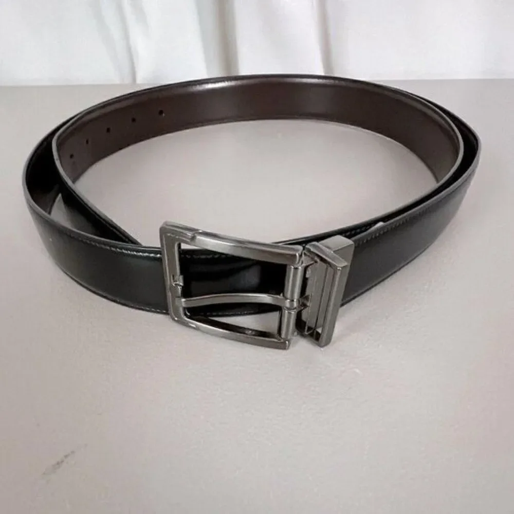 PERRY ELLIS MENS LEATHER BELT BLACK SIZE 50